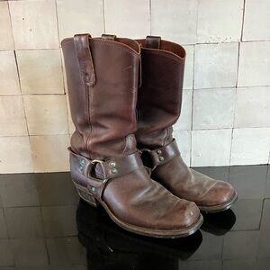 Vintage Brown Leather Biker Boots M Sz9